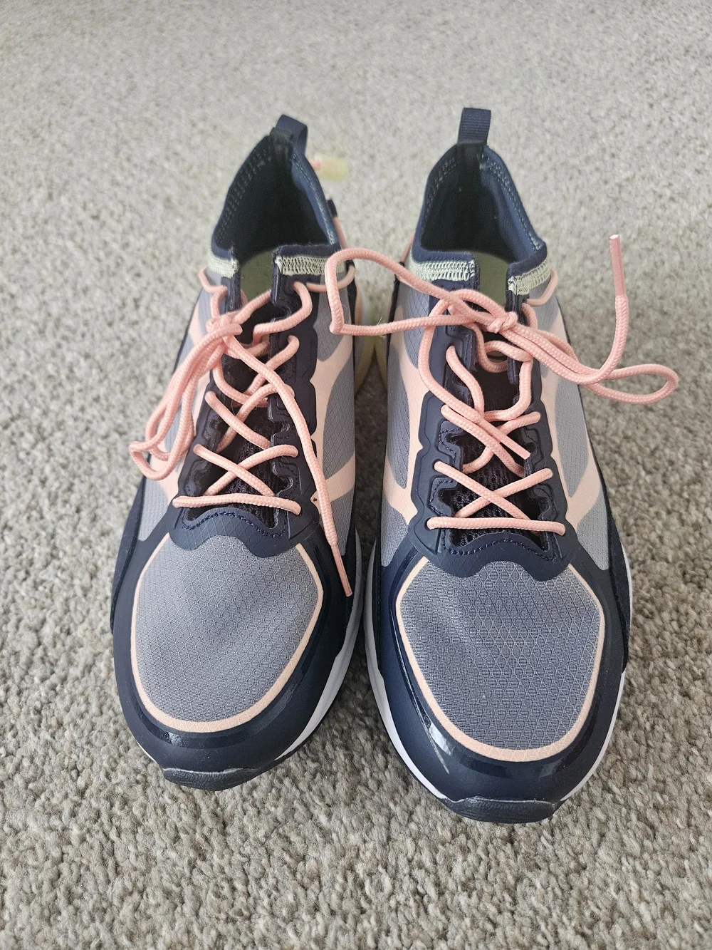 Fabletics Women's Gray and Peach Lace-Up Athletic Sneakers